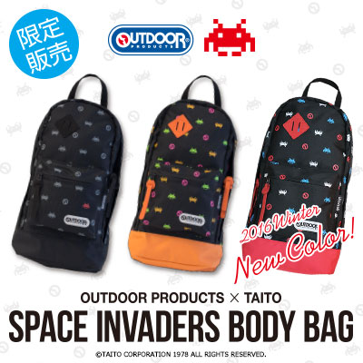 OUTDOOR PRODUCTS×TAITO]スペースインベーダーボディバッグ数量限定で